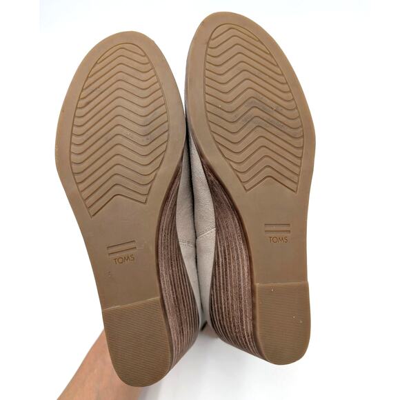 Toms Kallie Cutout Wedge Booties Almond Toe Women's Sahara Suede Size US5 EU35.5 - Picture 6 of 10